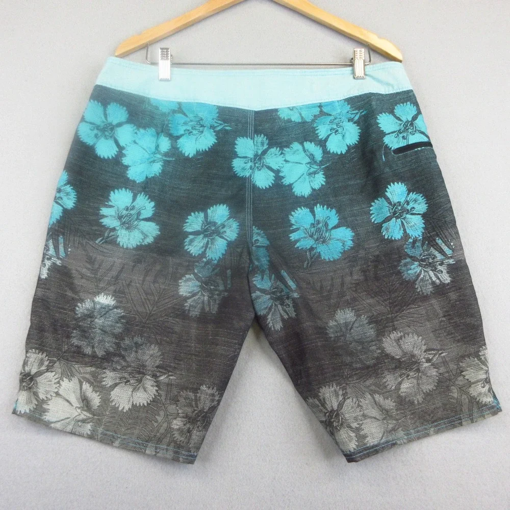 Reef Boardshorts Mens 36 Blue Grey Floral Tropical Surf Swim